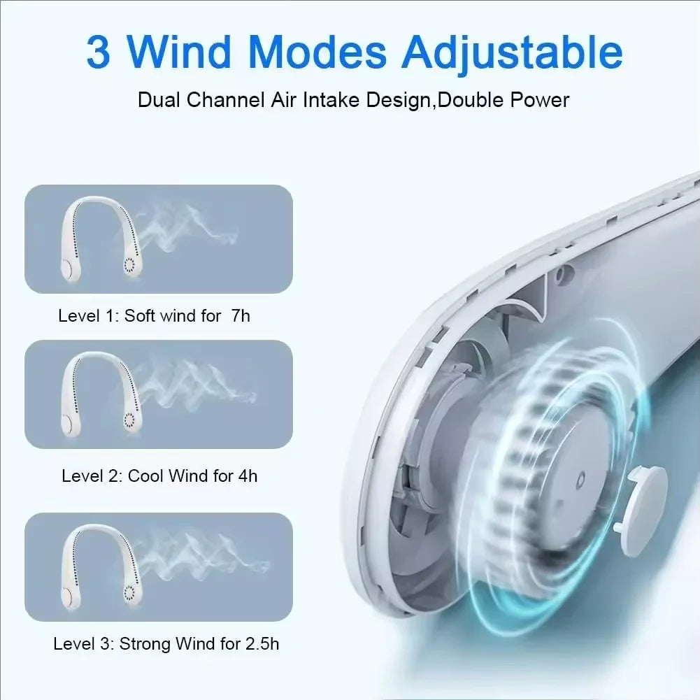 Bladeless Neck Fan – Hands-Free Portable Cooling | Rechargeable & Ultra-Quiet