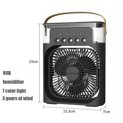 3-in-1 Portable Air Cooler Fan – Fan, Humidifier & LED Light | Rechargeable