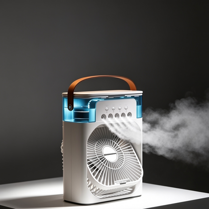 3-in-1 Portable Air Cooler Fan – Fan, Humidifier & LED Light | Rechargeable